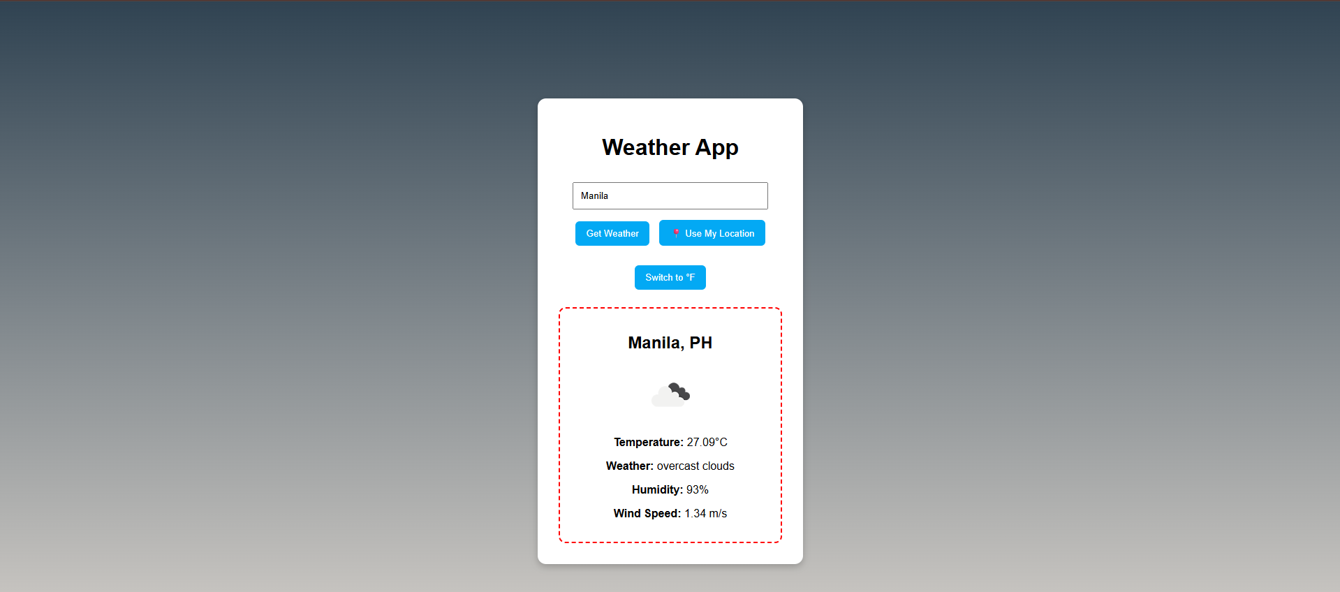 Weather Application Screenshot